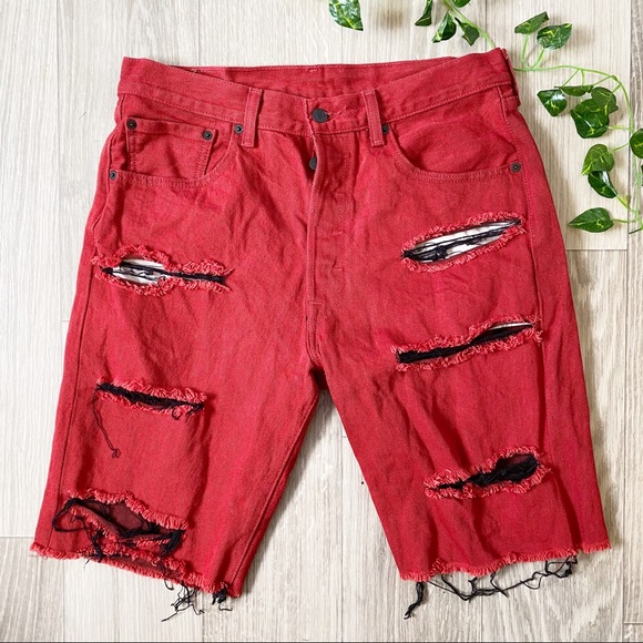 levi's mens distressed denim shorts